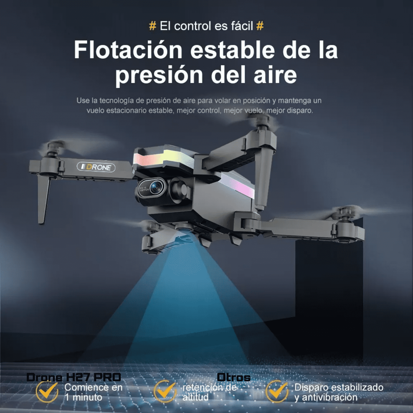 Dron XT8 con Cámara - luces LED